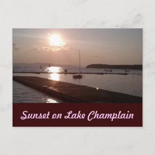 湖Champlainバーリントンヴァーモントの日没 ポストカード