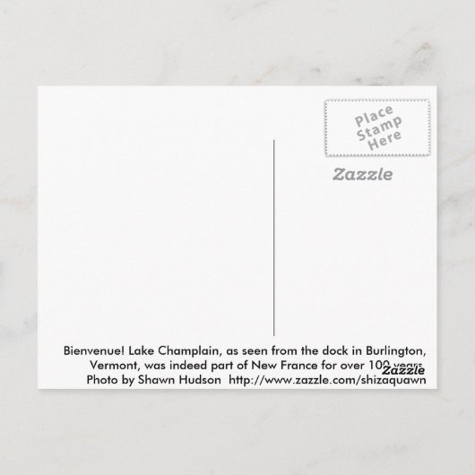 湖Champlain ポストカード (裏面)