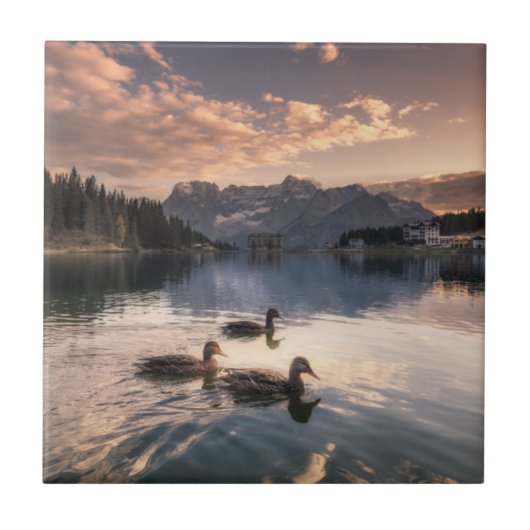 湖Misurina|Dolomites、イタリア タイル (正面)