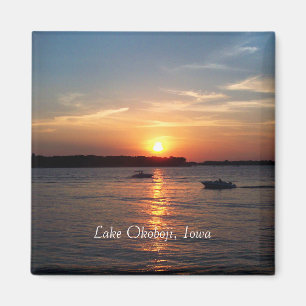 湖Okoboji、アイオワの日没 マグネット