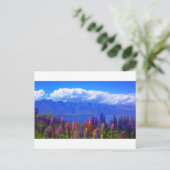 湖Wakatipu上のQueenstownニュージーランドのlupine ポストカード (スタンド正面)