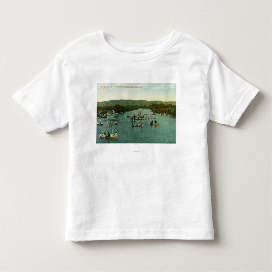 湖Watsonvilleのボートの空中写真 トドラーTシャツ (正面)