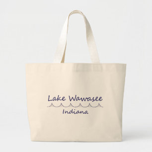 湖Wawasee、インディアナ ラージトートバッグ