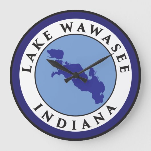 湖Wawasee、インディアナ ラージ壁時計 (正面)
