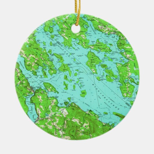 湖Winnipesaukee (1956年)のヴィンテージの地図 セラミックオーナメント (正面)