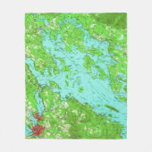 湖Winnipesaukee (1956年)のヴィンテージの地図 フリースブランケット (正面)