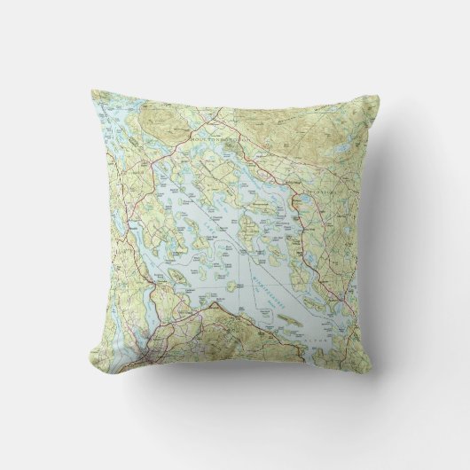 湖Winnipesaukee Map (1986年) クッション (正面)
