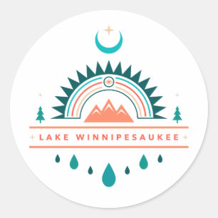 湖winnipesaukee new hampshire boho rainbomoon ラウンドシール