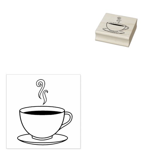 湯気の立つコーヒー ラバースタンプ (押印)