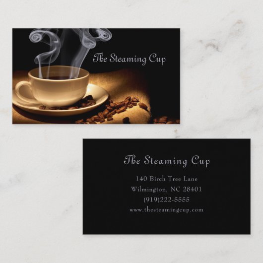 湯気の立つコーヒー 名刺 (正面/裏面)