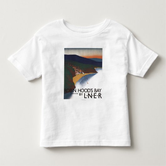 湾および崖の鉄道ポスターの空中写真 トドラーTシャツ (正面)