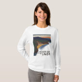 湾および崖の鉄道ポスターの空中写真 Tシャツ (正面フル)