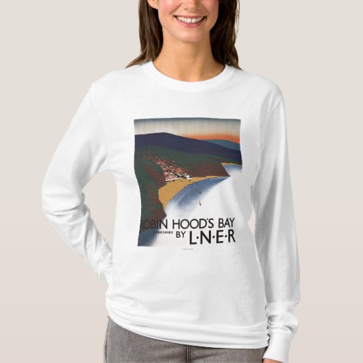 湾および崖の鉄道ポスターの空中写真 Tシャツ (正面)