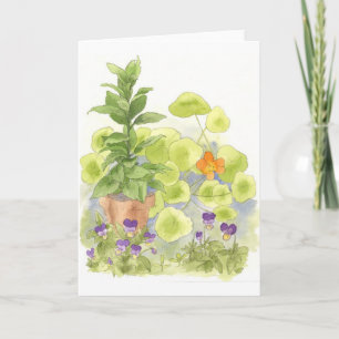 湾のキンレンカの水彩画の花の芸術のメッセージカード カード