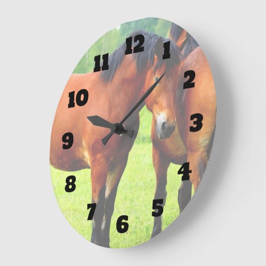 湾のポーランド語は緑豊かな緑草原の馬を繁殖させました ラージ壁時計 (傾斜)