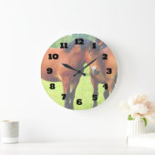 湾のポーランド語は緑豊かな緑草原の馬を繁殖させました ラージ壁時計 (ホーム)