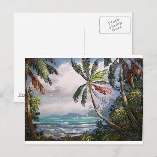 湾の帆船 ポストカード (正面/裏面)