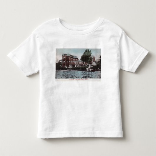 湾の海岸のSanitariumの外観 トドラーTシャツ (正面)