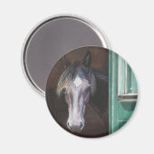 湾の群れが納屋から覗き込む マグネット (正面/裏面)