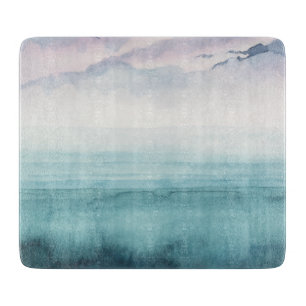 湾の薄暗がり-水彩画 カッティングボード