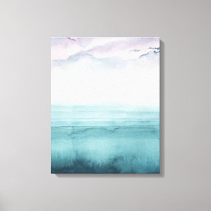 湾の薄暗がり-水彩画 キャンバスプリント