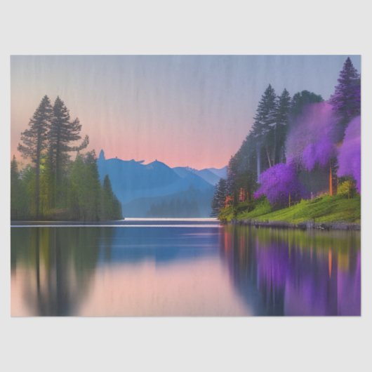 湾内の紫色の花の木 薄葉紙 (正面)