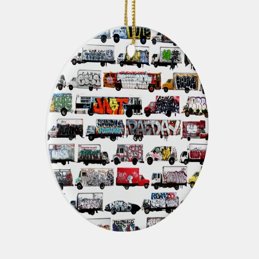 湾区域の落書きのトラック セラミックオーナメント (右)