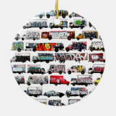 湾区域の落書きのトラック セラミックオーナメント (裏面)