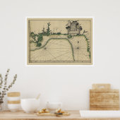 湾岸初期地図1784 ポスター (キッチン)