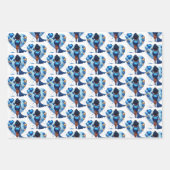 湾曲したアフリカンアメリカン女性グラムブルー誕生日 ラッピングペーパーシート (正面)