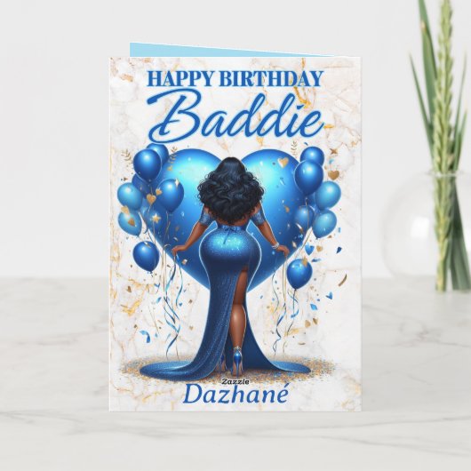 湾曲したアフリカンアメリカン女性ブルーグラム誕生日 カード (裏面)