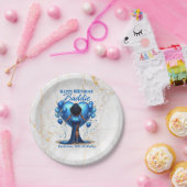 湾曲したアフリカンアメリカン女性ブルーグラム誕生日 ペーパープレート (パーティー)