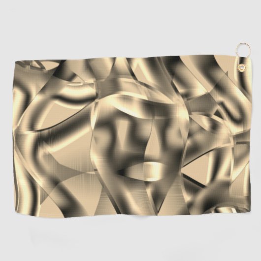 湾曲したカーキまたはベージュの形状、明るい色調 ゴルフタオル (横)