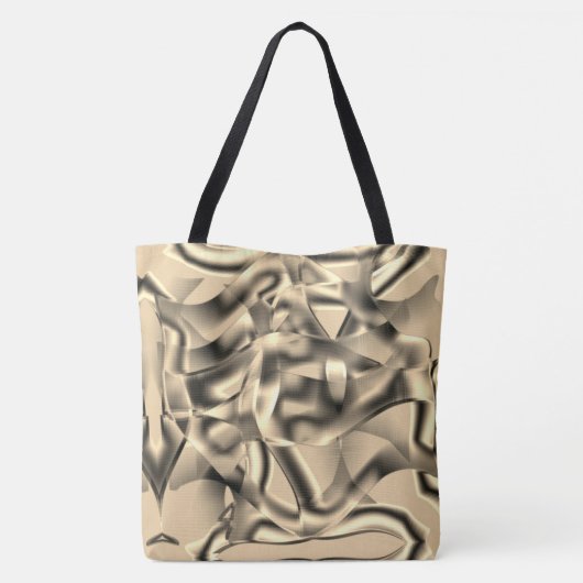 湾曲したカーキまたはベージュの形状、明るい色調 トートバッグ (裏面)