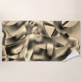 湾曲したカーキまたはベージュの形状、明るい色調 ビーチタオル (正面)