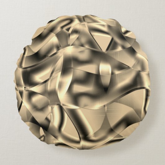 湾曲したカーキまたはベージュの形状、明るい色調 ラウンドクッション (正面)