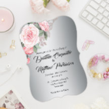 湾曲したピンクのローズシルバーエレガンスウェディング