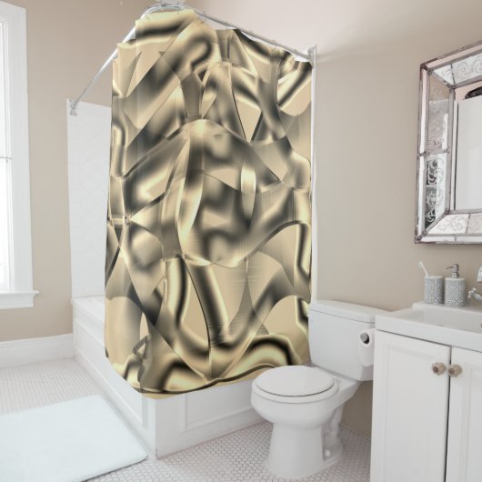 湾曲したベージュまたはカーキの形状、明るい色調 シャワーカーテン (インサイチュ)