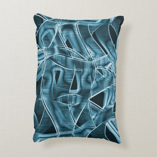 湾曲したリボン、青いネオンとレリーフ、 浮き彫りとオーバーラップ アクセントクッション (裏面(縦))