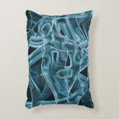 湾曲したリボン、青いネオンとレリーフ、 浮き彫りとオーバーラップ アクセントクッション (正面(垂直))
