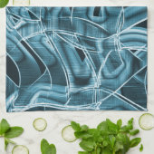 湾曲したリボン、青いネオンとレリーフ、 浮き彫りとオーバーラップ キッチンタオル (折り畳み)