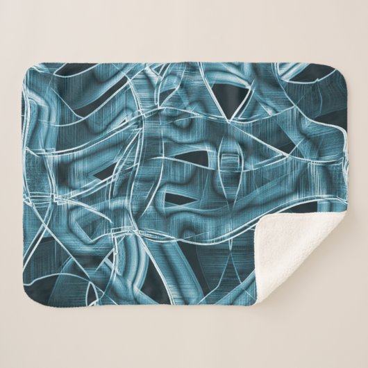 湾曲したリボン、青いネオンとレリーフ、 浮き彫りとオーバーラップ シェルパブランケット (正面(横))