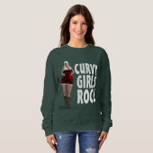 湾曲した女の子ロッククリスマスTシャツ スウェットシャツ (正面フル)
