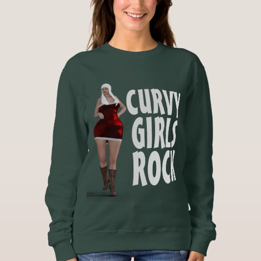 湾曲した女の子ロッククリスマスTシャツ スウェットシャツ (正面)