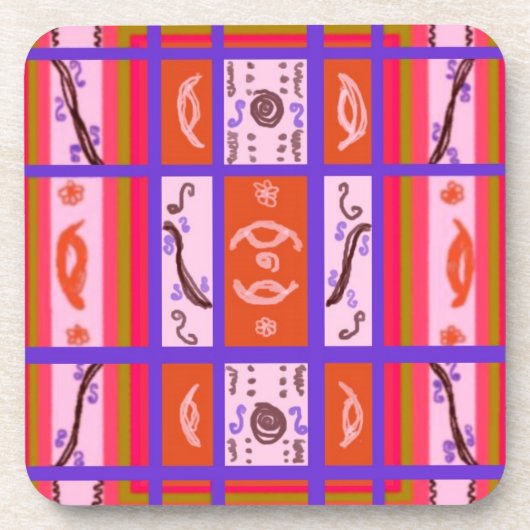 湾曲した格子状コルクコースター コースター (正面)