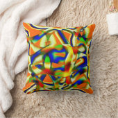 湾曲した緑がかったベージュのストリップの色の汚れ クッション (ブランケット)