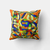 湾曲した緑がかったベージュのストリップの色の汚れ クッション (裏面)