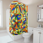 湾曲した緑がかったベージュのストリップの色の汚れ シャワーカーテン (インサイチュ)