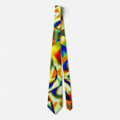 湾曲した緑がかったベージュのストリップの色の汚れ ネクタイ (正面)