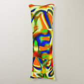 湾曲した緑がかったベージュのストリップの色の汚れ ボディピロー (正面縦)